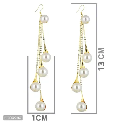 Lucky Jewellery Designer Fashion Jewelry Gold Plated Pearl Dangle And Drop Earrings For Girls  Women (390-CHEM-1225)-thumb3