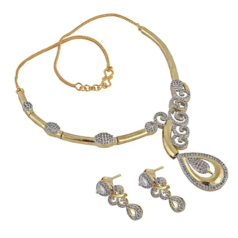 Partywear Alloy American Diamond Necklace Set