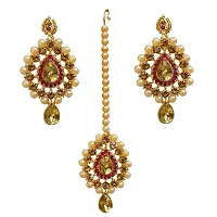 Lucky Jewellery Stunning Magenta Color Stone Gold Plated Necklace Set for Girls  Women (726-ISS-823-G-LCT-R)-thumb3