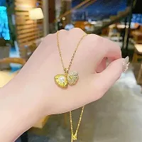 Lucky Jewellery Fashion Pendant Moti Shell Pearl Necklace Locket With Studs Long Chain Gold Plated Shell AD Stones Pendants Chains Western Valentine Gifts Birthday For Girls  Women (275-CHL1S-1274)-thumb1