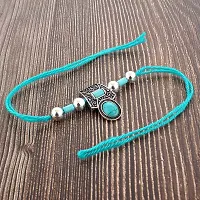 Lucky jewellery Rakhi Silver Oxidised Turquoise BlueRakhe Boho Collection Rakshabandan Rakhee Bracelet for Bro/Brother/Bhaiya/Bhai/Bhabhi Rakshasutra (65-CHEOR1-LJ702-F-S-2)-thumb3