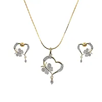 Lucky Jewellery American Diamond Heart Shape Pendant Set-thumb2