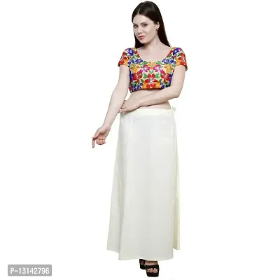 Chalcy Women's Cotton Inskirt Saree Petticoats Cream Colou Free Size