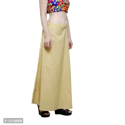 Chalcy Women's Cotton Inskirt Saree Petticoats Beige Colour Free Size-thumb3