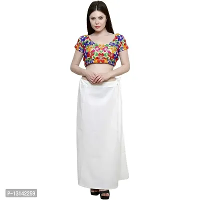 Chalcy Women's Cotton Inskirt Saree Petticoats Off-White Colour Free Size
