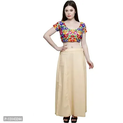 Chalcy Women's Cotton Inskirt Saree Petticoats Light Beige Colour Free Size-thumb0