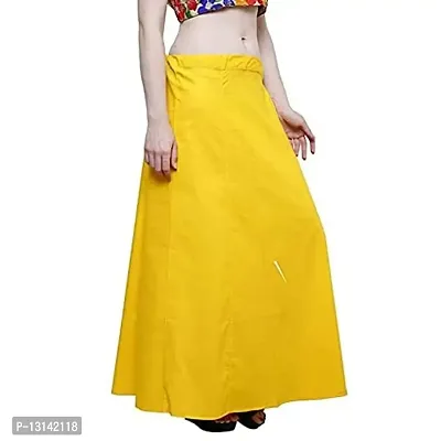 Vimal 100% Pure Cotton Saree Petticoat (Free Size, Drawstrings) (Light Yellow)-thumb0