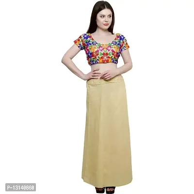 Chalcy Women's Cotton Inskirt Saree Petticoats Beige Colour Free Size-thumb0