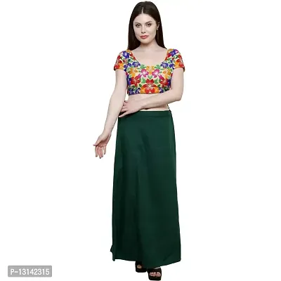 Chalcy Women's Cotton Inskirt Saree Petticoats (Dark Green Colour)(Free Size)