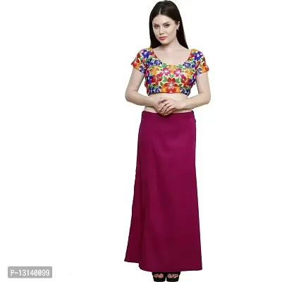 Chalcy Women's Cotton Inskirt Saree Petticoats (Magenta Colour)(Free Size)-thumb0