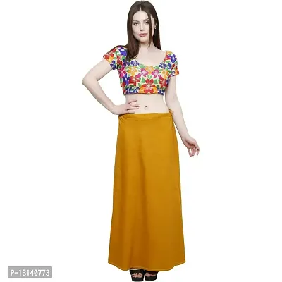 Chalcy Women's Cotton Inskirt Saree Petticoats (Mustard Colour)(Free Size)
