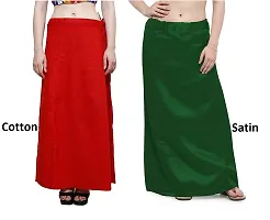 Guddan Women's Cotton Red  Green Petticoat (Free Size)-thumb1