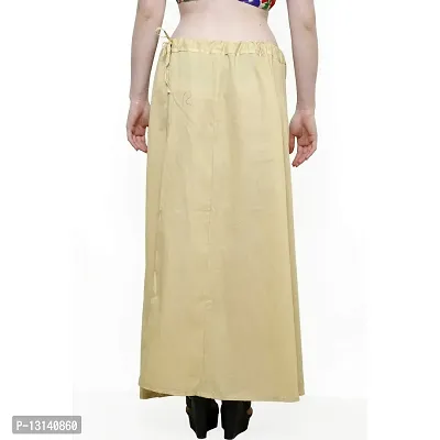 Chalcy Women's Cotton Inskirt Saree Petticoats Beige Colour Free Size-thumb5