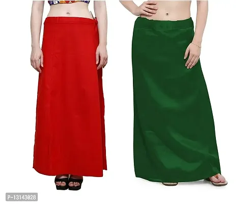 Guddan Women's Cotton Red  Green Petticoat (Free Size)-thumb0