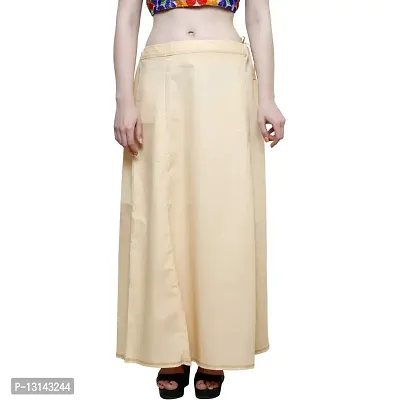 Chalcy Women's Cotton Inskirt Saree Petticoats Light Beige Colour Free Size-thumb2