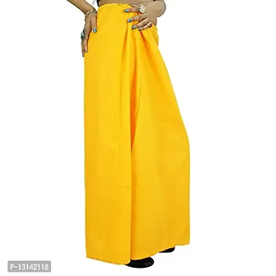 Vimal 100% Pure Cotton Saree Petticoat (Free Size, Drawstrings) (Light Yellow)-thumb2