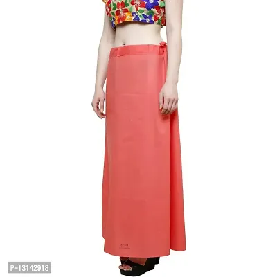 Chalcy Women's Cotton Inskirt Saree Petticoats (Peach Colour)(Free Size)-thumb3