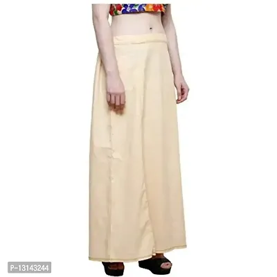 Chalcy Women's Cotton Inskirt Saree Petticoats Light Beige Colour Free Size-thumb3