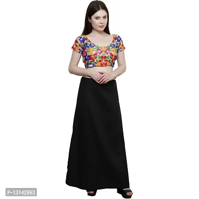 Chalcy Women's Cotton Inskirt Saree Petticoats Black Colour Free Size