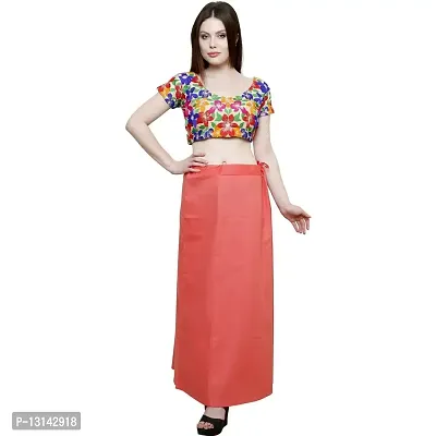 Chalcy Women's Cotton Inskirt Saree Petticoats (Peach Colour)(Free Size)-thumb0