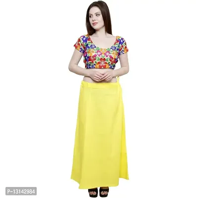 Chalcy Women's Cotton Inskirt Saree Petticoats (Lemon Yellow Colour)(Free Size)