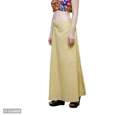Chalcy Women's Cotton Inskirt Saree Petticoats Beige Colour Free Size-thumb4