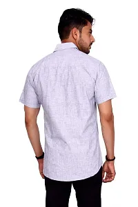 Affray Men's Regular Fit Plain Linen Cotton Casual  Formal Half Sleeve Shirt-thumb3