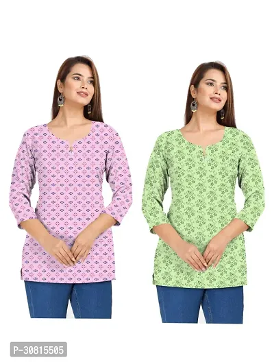 Beautiful Cotton Printed Short Kurta For Women Pack of 2