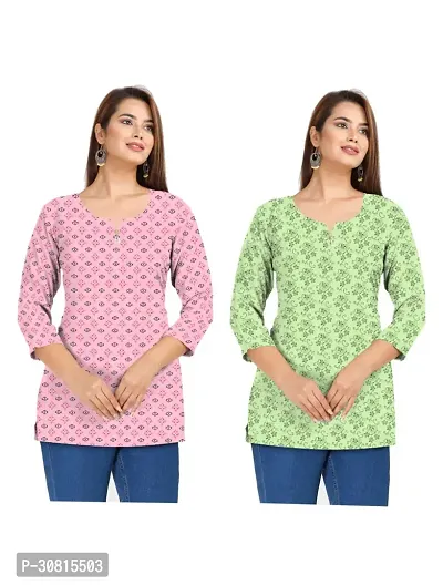 Beautiful Cotton Printed Short Kurta For Women Pack of 2