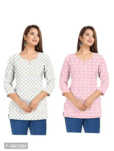 Beautiful Cotton Printed Short Kurta For Women Pack of 2