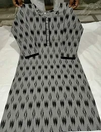 Women cotton kurti ikat black print-thumb1