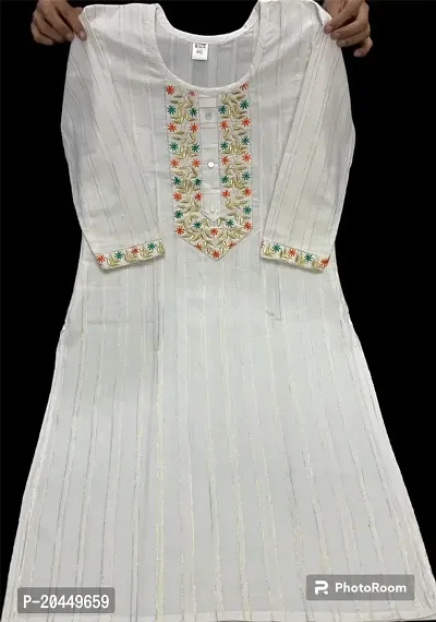 Beautiful Cotton Embroidered Stitched Kurta for Women-thumb0