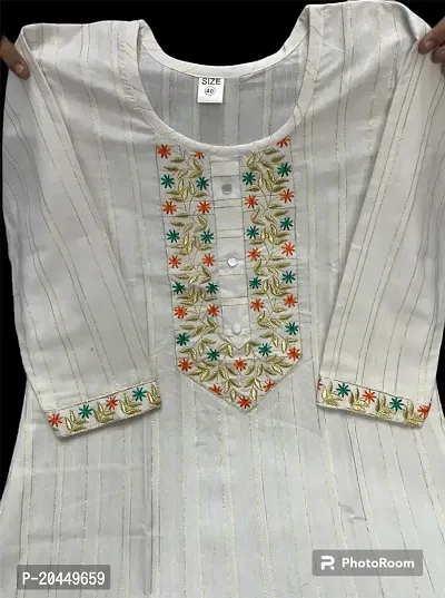 Beautiful Cotton Embroidered Stitched Kurta for Women-thumb3