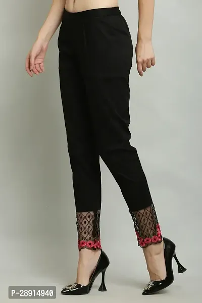 Ammi Jaan Women Regular Fit Black Pure Cotton Trendy  Trousers-thumb4