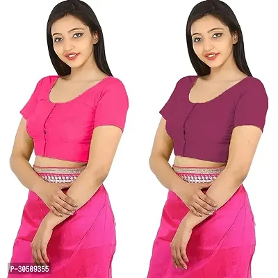 Stylish Cotton Blend Solid Readymade Blouse Pack of 2-thumb0