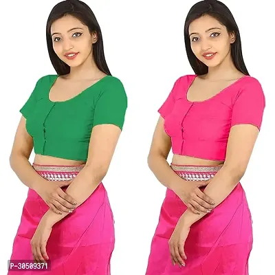 Stylish Cotton Blend Solid Readymade Blouse Pack of 2