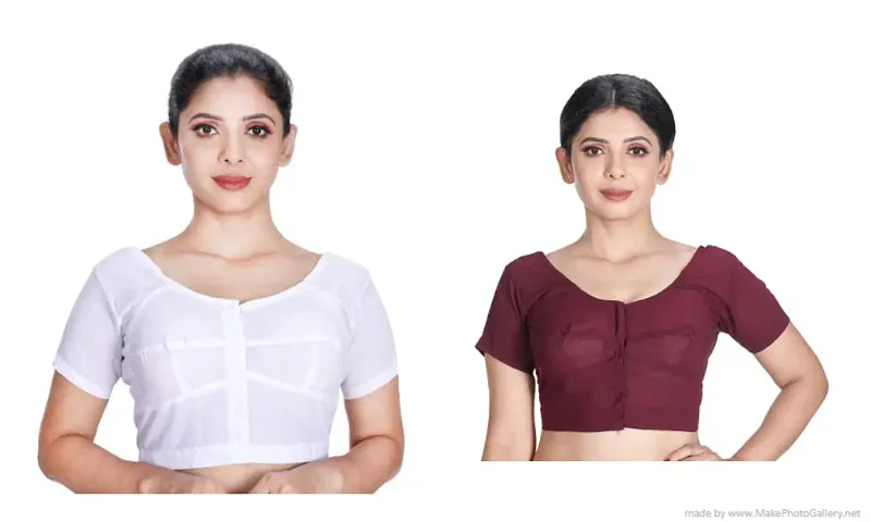 Stylish Blend Solid Readymade Blouse Pack of 2