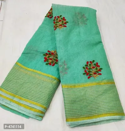 New Trendy Cotton Blend Embroidered Saree with Blouse piece-thumb0