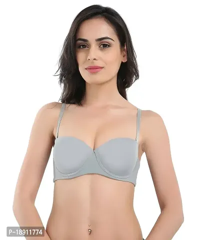 Candour London Grey Moulded Padded Wired Balconette Women's Bra-thumb0