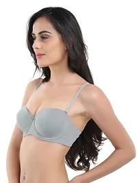 Candour London Grey Moulded Padded Wired Balconette Women's Bra-thumb1