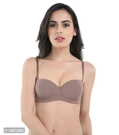 Candour London Chocolate Moulded Padded Wired Balconette Women's Bra-thumb0
