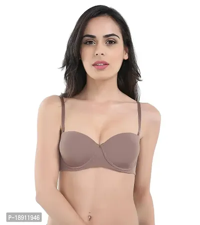 Candour London Grey Moulded Padded Wired Balconette Women's Bra-thumb0