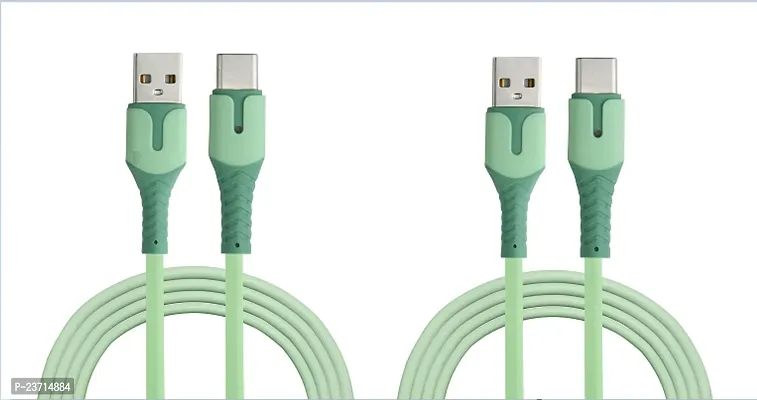 GU347 Super Durable Cable with High Speed Android (V8) Quick Data Sync  Supports up to 480 Mbps data transmission 1000mm 2.4A  Green PACK OF 2