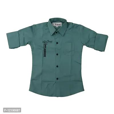 FRAUS Boy's Cotton Fullsleeve Casual Classic Collar Shirt. (Green) Size:-12-13 Years-thumb5