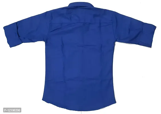FRAUS Boy's Cotton Fullsleeve Casual Classic Collar Shirt (Blue) Size:-10-11 Years-thumb2