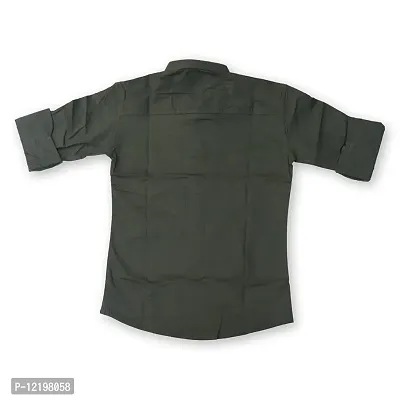 FRAUS Boy's Cotton Fullsleeve Casual Classic Collar Shirt (Dark Green) Size:-13-14 Years-thumb2