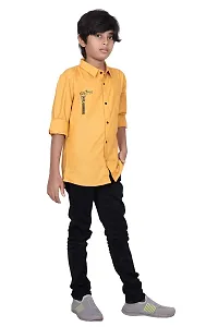 FRAUS Boy's Cotton Fullsleeve Casual Classic Collar Shirt. (Yellow) Size:-7-8 Years-thumb3
