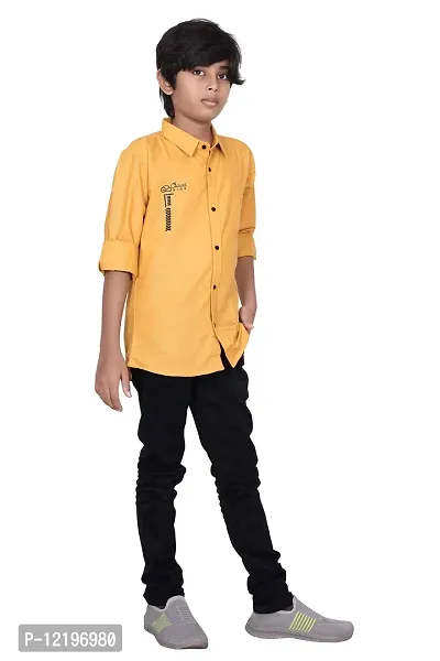 FRAUS Boy's Cotton Fullsleeve Casual Classic Collar Shirt. (Yellow) Size:-7-8 Years-thumb4