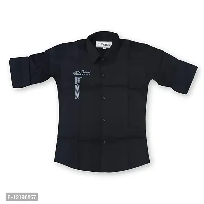 FRAUS Boy's Cotton Fullsleeve Casual Classic Collar Shirt (Black) Size:-4-5 Years