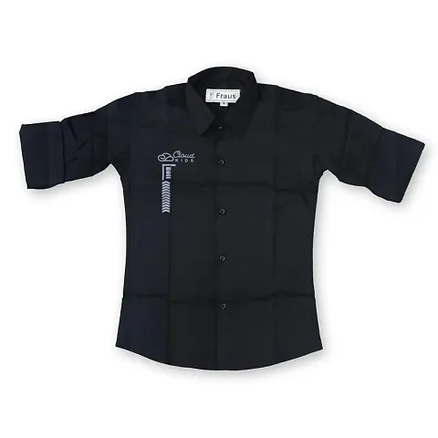 FRAUS Boy's Fullsleeve Casual Classic Collar Shirt (Dark Blue) Size:-13-14 Years